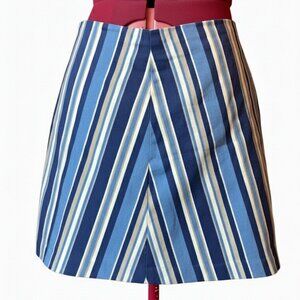 Blue stripes gray white Mini Pencil A-Line Triangular skirt - Medium